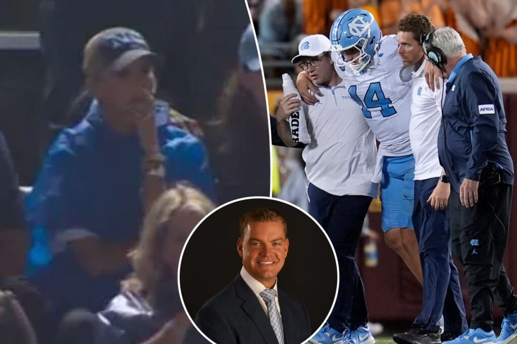 Fox announcer gets emotional as Max Johnson’s mom reacts to UNC QB’s leg injury: ‘Hard for me’