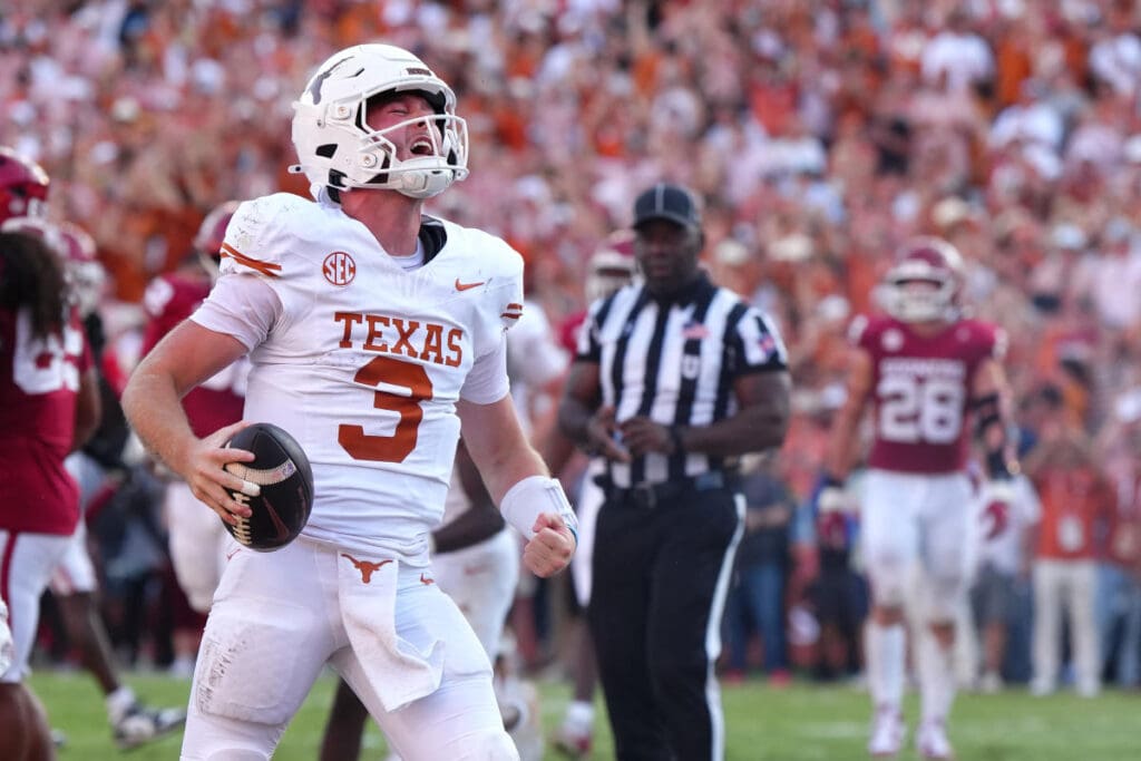 Red River Rout: No. 1 Texas starts slowly in Quinn Ewers’ return before rolling No. 18 Oklahoma 34-3