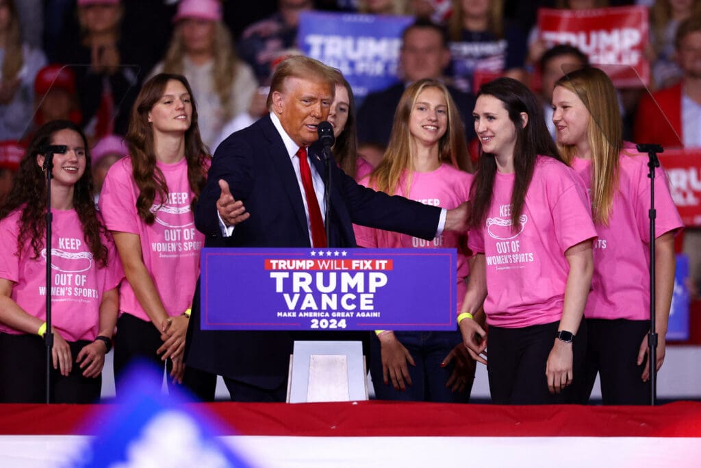 Women’s college swim team members joined Trump at Va. rally as ex-prez blasted ‘transgender fanatics’