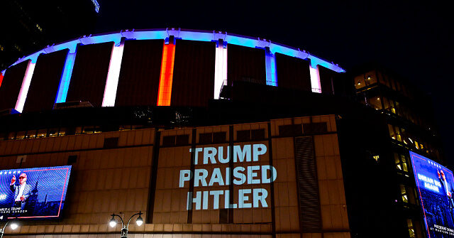 DNC Projects ‘Trump Praised Hitler’ Outside Rally at Madison Square Garden