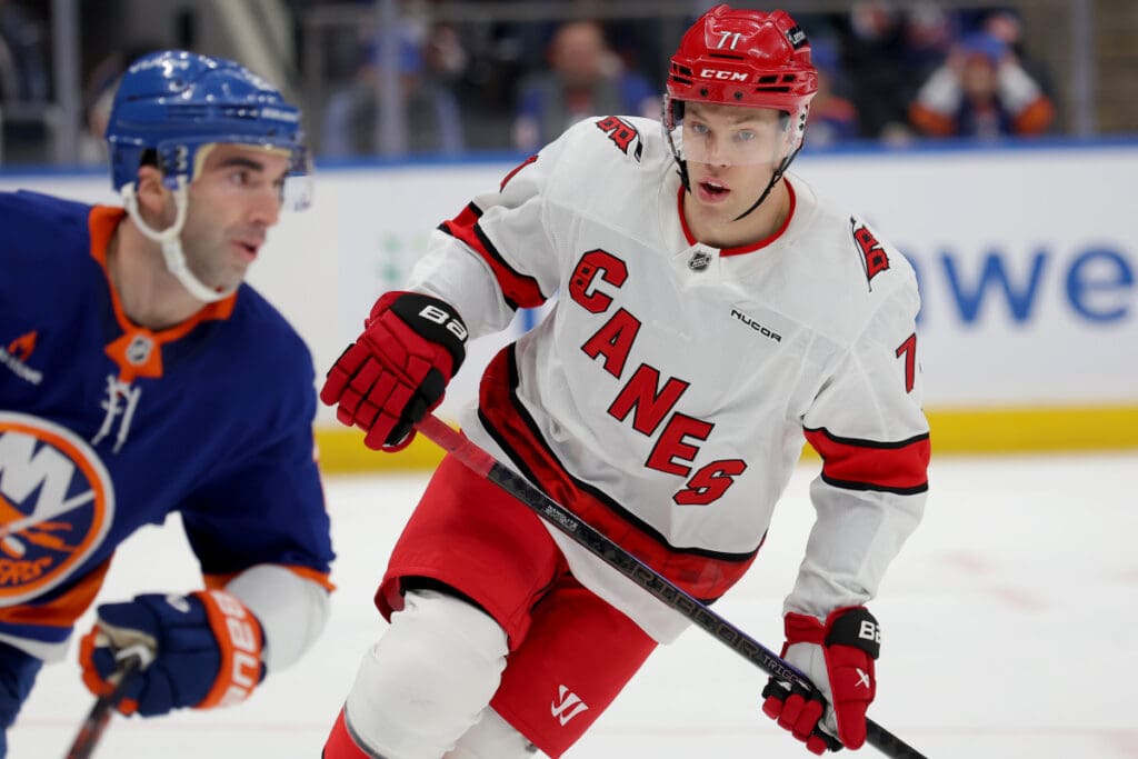 Former Blackhawks’ Taylor Hall Quiet, But Not Invisible in Hurricanes Debut