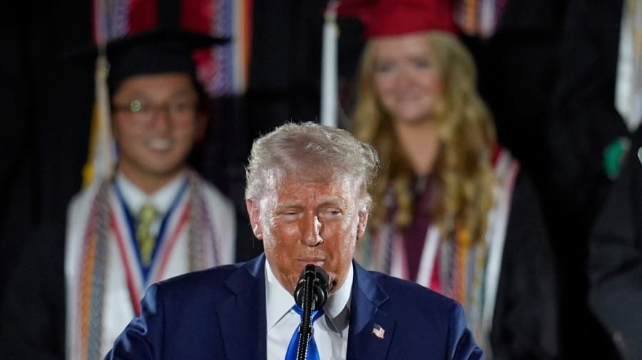 Trump takes 100-day victory lap at University of Alabama commencement speech