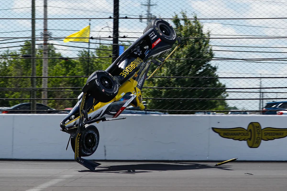 Colton Herta goes flying in scary crash during Indy 500 qualifiers, marking third incident of the weekend