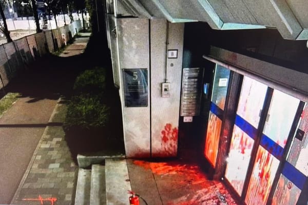 Israeli embassy in The Hague vandalized, 3 arrested after defacing entrance with red paint