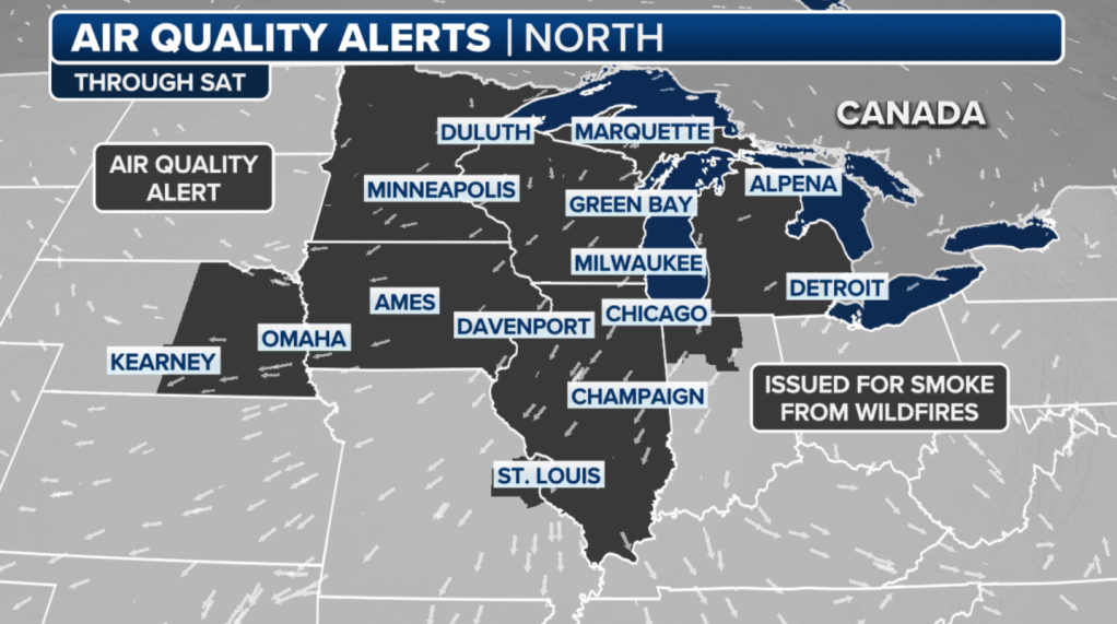 Chicago, Minneapolis smothered with worst air quality in world as Canadian wildfire smoke returns