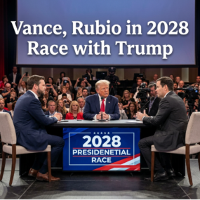 Text: show Vance, Rubio in 2028 Race with Trump