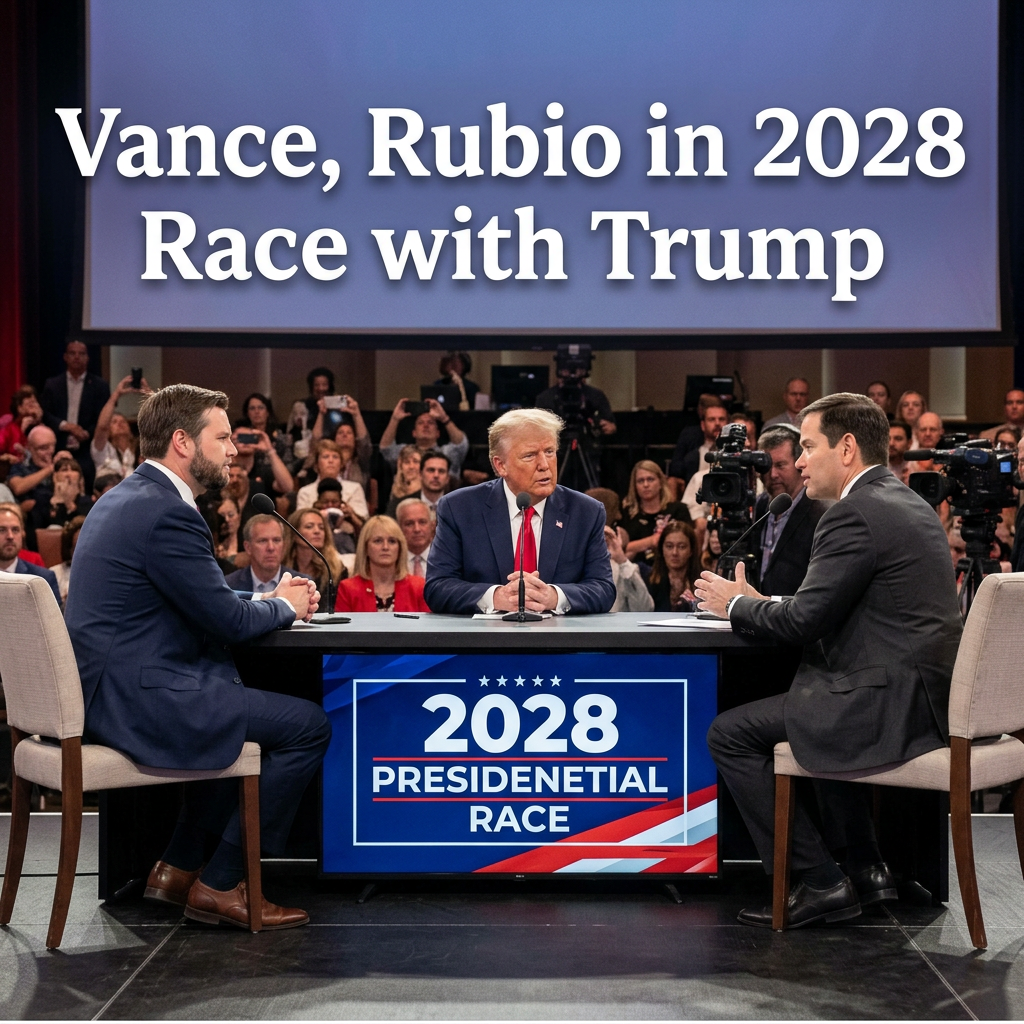 Text: show Vance, Rubio in 2028 Race with Trump